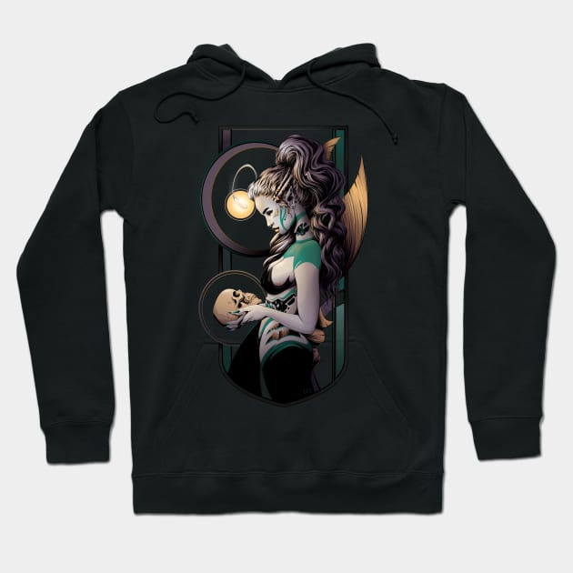 Anglerfish Mermaid Holding Skull - From the Depths Hoodie by redappletees